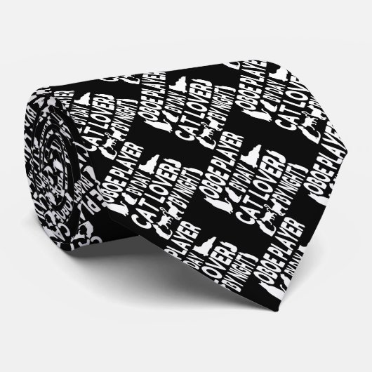 Cat Lover Oboe Player Stropdas (Opgerold)