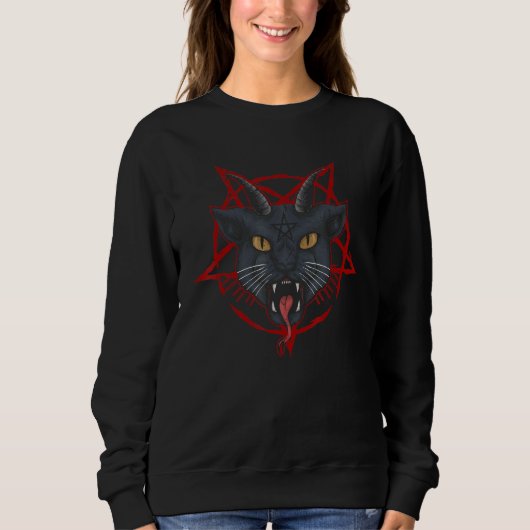 Cat Lover Occult Satan Devil Satanicat Trui (Voorkant)