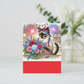 CAT Lover Party 4 juli Onafhankelijkheidsdag Briefkaart (Staand voorkant)