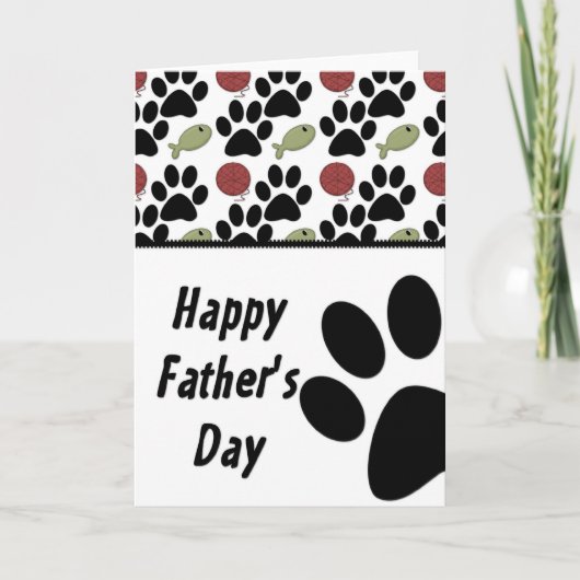 Cat Lover/Paw Print Happy Vaderdag Kaart (Voorkant)