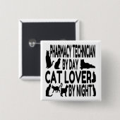Cat Lover Pharmacy Technician Vierkante Button 5,1 Cm (Voorkant /achterkant)