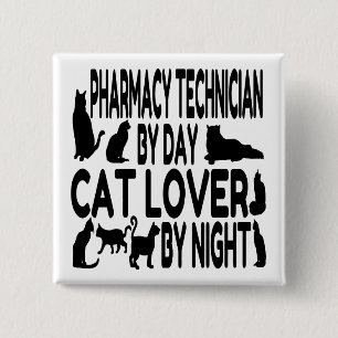 Cat Lover Pharmacy Technician Vierkante Button 5,1 Cm