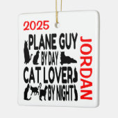 Cat Lover Plane Guy Keramisch Ornament (Links)