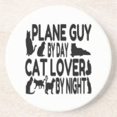 Cat Lover Plane Guy Zandsteen Onderzetter (Voorkant)