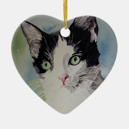 Cat Lover Portret Fine Art Keramisch Ornament (Voorkant)