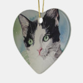 Cat Lover Portret Fine Art Keramisch Ornament (Links)