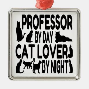 Cat Lover Professor Metalen Ornament
