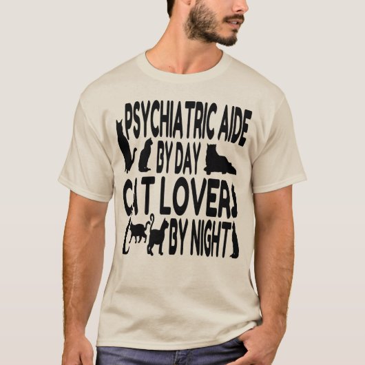 Cat Lover Psychiatric Aide T-shirt (Voorkant)