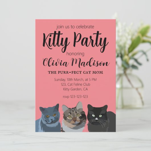 Cat Lover Purrfect Kat Mam Kat Party Kaart (Staand voorkant)