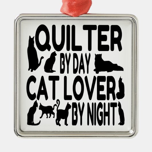 Cat Lover Quilter Metalen Ornament (Voorkant)
