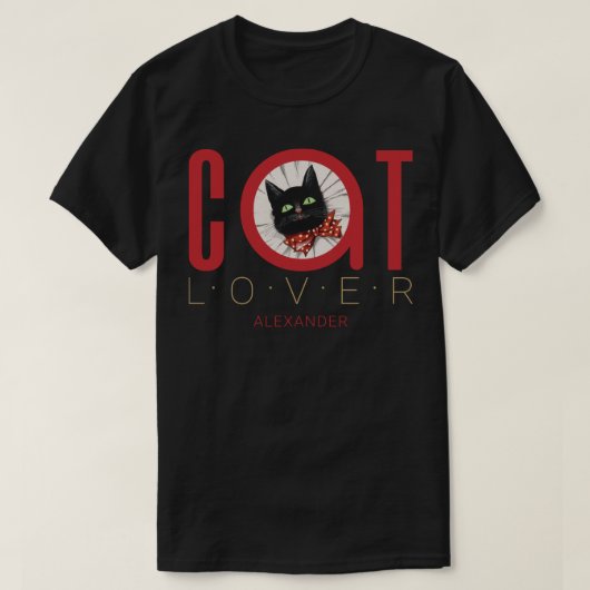 Cat Lover Red Black Green Bow Stropdas Gepersonali T-shirt (Design voorkant)