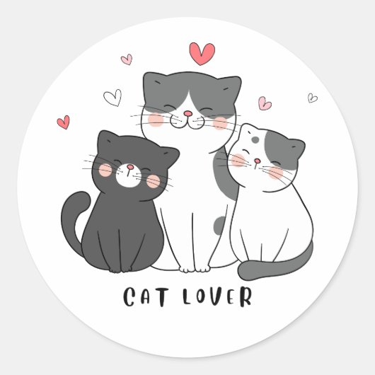 Cat Lover Ronde Sticker (Voorkant)