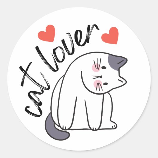Cat Lover Ronde Sticker (Voorkant)