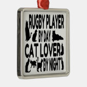 Cat Lover Rugby speler Metalen Ornament (Rechts)