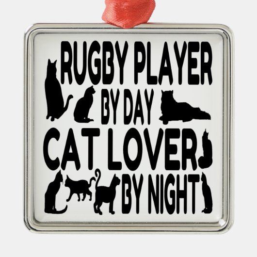 Cat Lover Rugby speler Metalen Ornament (Voorkant)