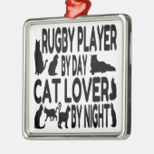 Cat Lover Rugby speler Metalen Ornament (Links)