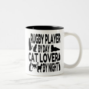Cat Lover Rugby speler Tweekleurige Koffiemok
