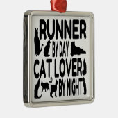 Cat Lover Runner Metalen Ornament (Rechts)
