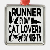 Cat Lover Runner Metalen Ornament (Voorkant)