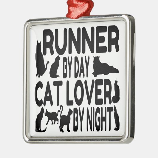 Cat Lover Runner Metalen Ornament (Links)