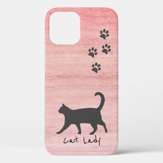 Cat Lover Rustic Pink Wood Textuur meisje Case-Mate iPhone Case (Achterkant)