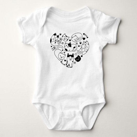 Cat Lover Schattige Cats Heart Romper (Voorkant)