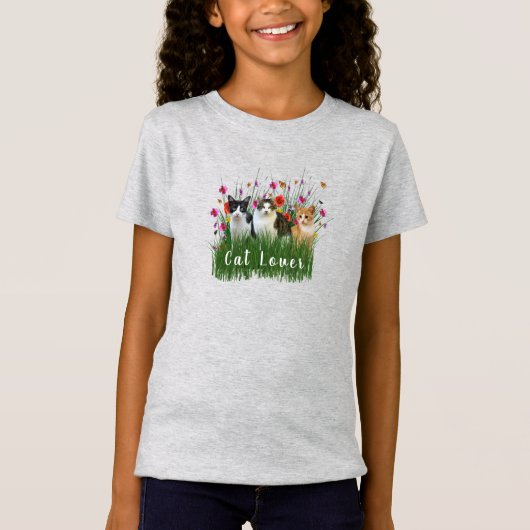 Cat Lover Schattige Meisjes T-shirt (Voorkant)
