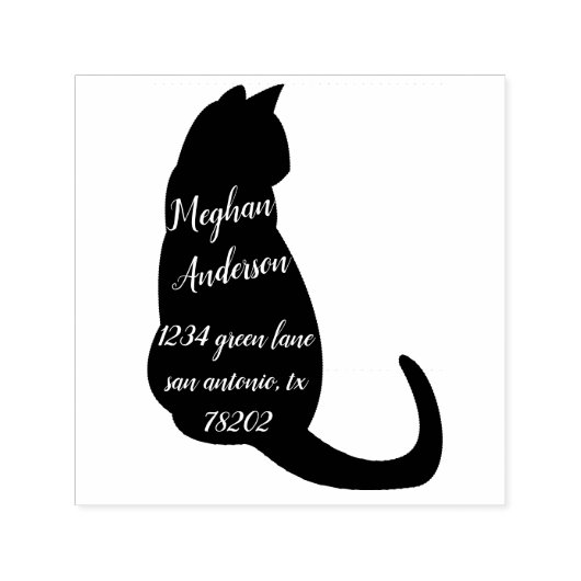 Cat Lover Simple Black Cat Retour Adresstempel Zelfinktende Stempel (Design)