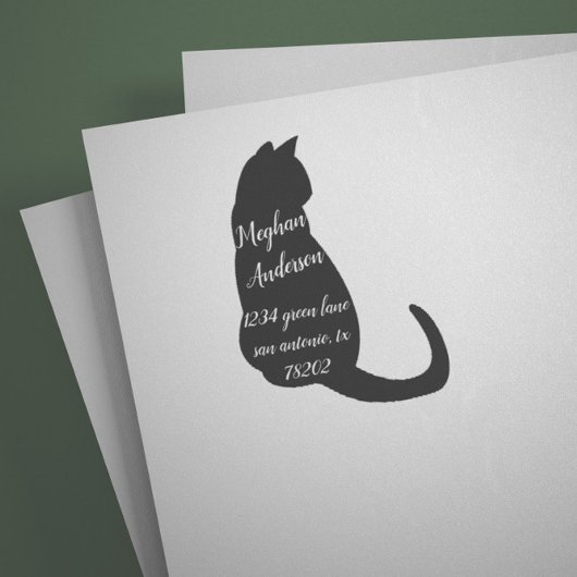 Cat Lover Simple Black Cat Retour Adresstempel Zelfinktende Stempel