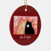 Cat Lover Sinaasappel Tabby Tuxedo Cat Custom Name Keramisch Ornament (Rechts)