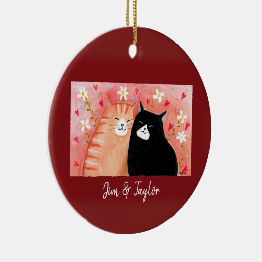 Cat Lover Sinaasappel Tabby Tuxedo Cat Custom Name Keramisch Ornament (Rechts)