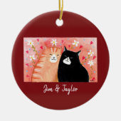 Cat Lover Sinaasappel Tabby Tuxedo Cat Custom Name Keramisch Ornament (Voorkant)