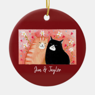 Cat Lover Sinaasappel Tabby Tuxedo Cat Custom Name Keramisch Ornament