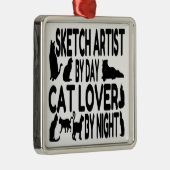 Cat Lover Sketch Artist Metalen Ornament (Rechts)