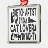 Cat Lover Sketch Artist Metalen Ornament (Links)