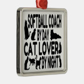 Cat Lover Softbal Coach Metalen Ornament (Rechts)