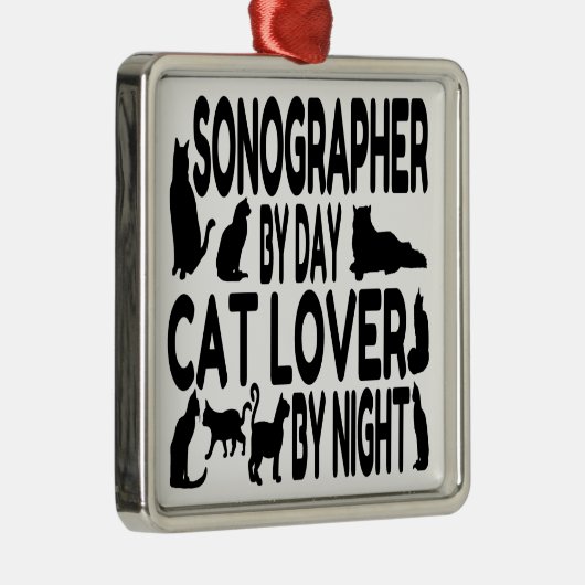 Cat Lover Sonographer Metalen Ornament (Rechts)