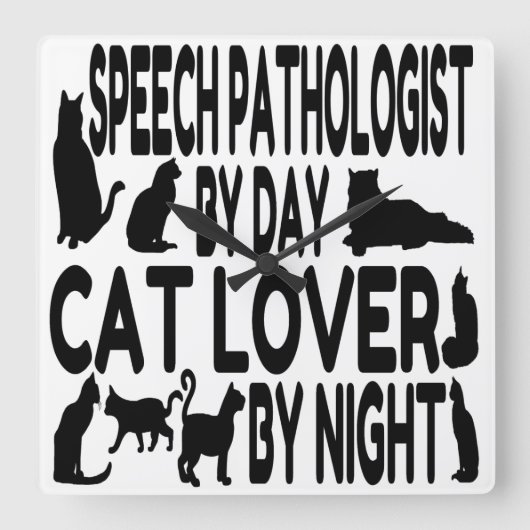 Cat Lover Speech Patholoog Vierkante Klok (Voorkant)