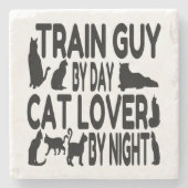 Cat Lover Train Guy Stenen Onderzetter (Voorkant)