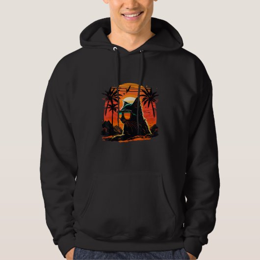 Cat Lover Vacation Design Cat In Sunglasses On Sun Hoodie (Voorkant)