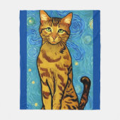 Cat Lover Van Gogh Style Sterrennacht Fleece Deken (Voorkant)
