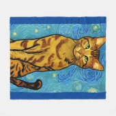 Cat Lover Van Gogh Style Sterrennacht Fleece Deken (Voorkant (Horizontaal))