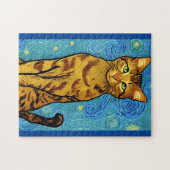 Cat Lover Van Gogh Style Sterrennacht Legpuzzel (Horizontaal)