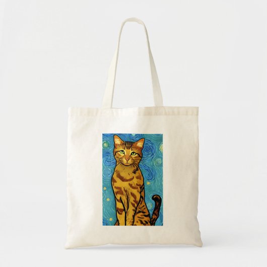 Cat Lover Van Gogh Style Sterrennacht Tote Bag (Voorkant)