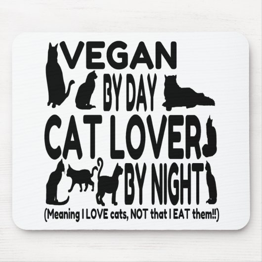 Cat Lover Vegan Grappig Muismat (Voorkant)