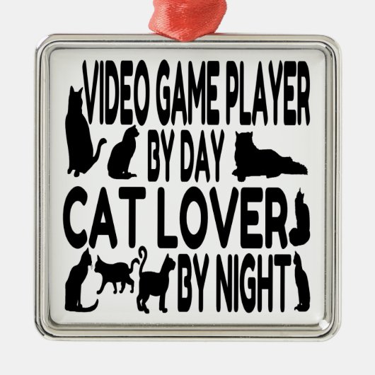 Cat Lover Video Game Player Metalen Ornament (Voorkant)