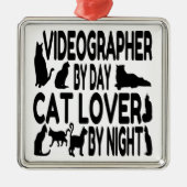 Cat Lover Videographer Metalen Ornament (Voorkant)