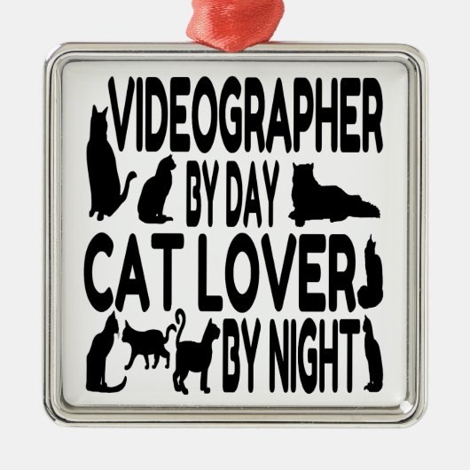 Cat Lover Videographer Metalen Ornament (Voorkant)