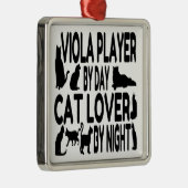 Cat Lover Viola Speler Metalen Ornament (Rechts)