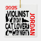 Cat Lover Violist CUSTOM Keramisch Ornament (Achterkant)
